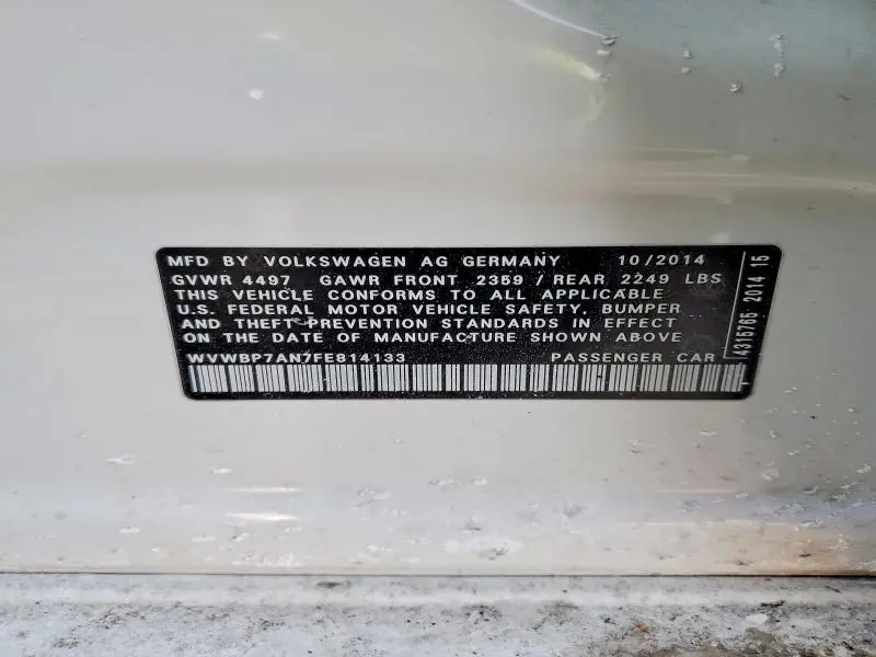 2015 VOLKSWAGEN CC SPORT  