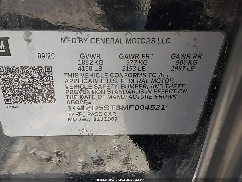 2021 CHEVROLET MALIBU FWD LT