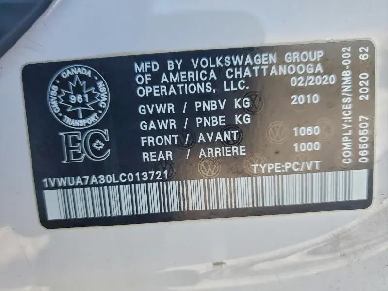 2020 VOLKSWAGEN PASSAT HIGHLINE  