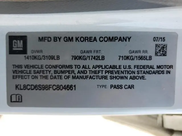 2015 CHEVROLET SPARK 1LT