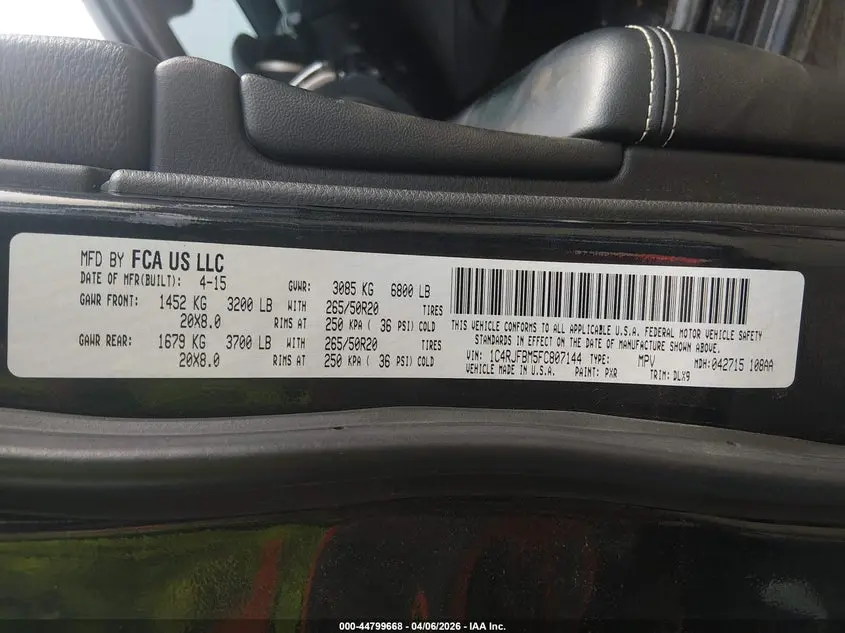 2015 JEEP GRAND CHEROKEE LIMITED