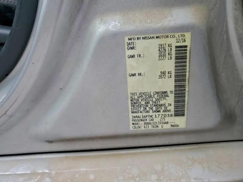 2017 NISSAN ALTIMA 2.5  