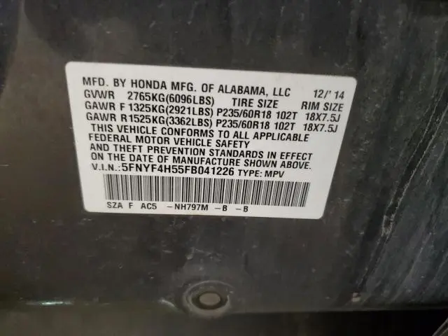 2015 HONDA PILOT EXL  