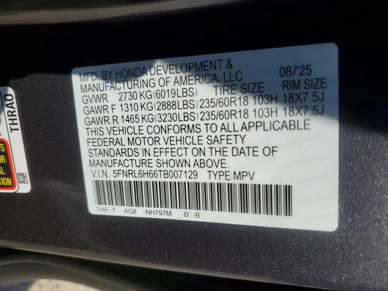 2026 HONDA ODYSSEY EXL  