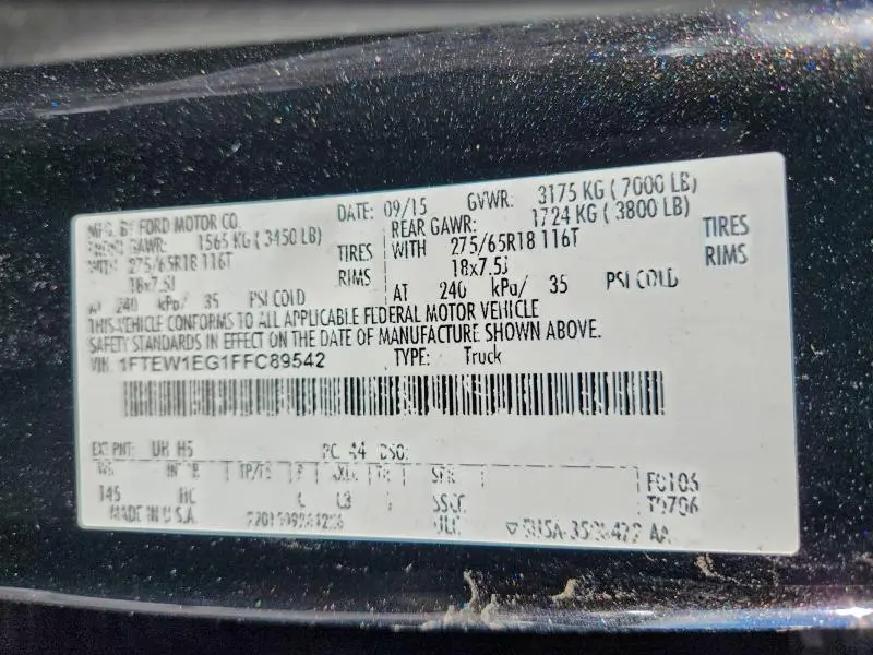 2015 FORD F150 SUPERCREW  