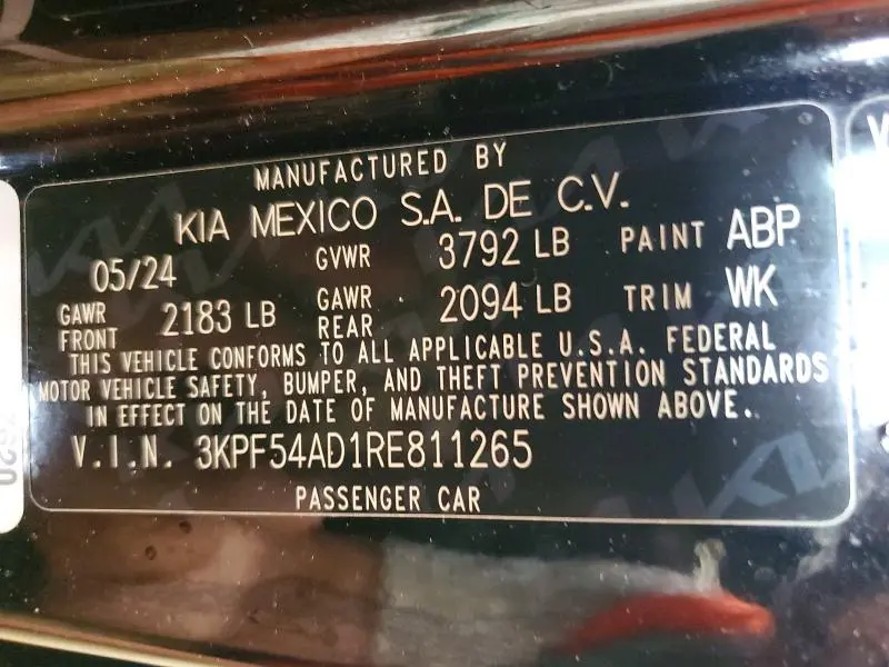 2024 KIA FORTE GT LINE  