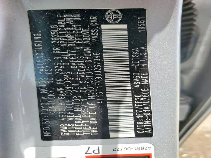 2013 TOYOTA CAMRY SE  