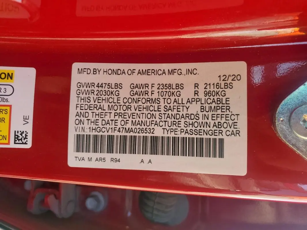 2021 HONDA ACCORD SPORT SE  