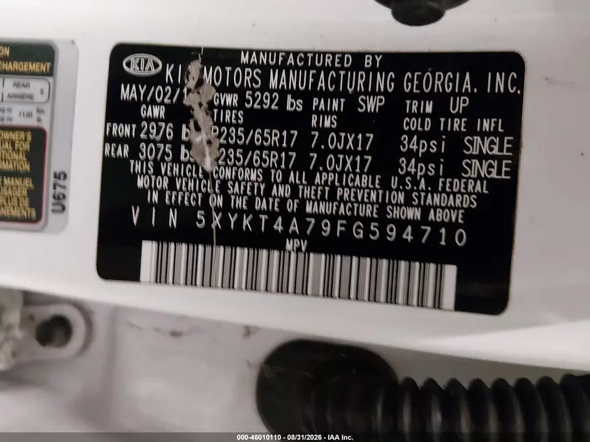 2015 KIA SORENTO LX V6