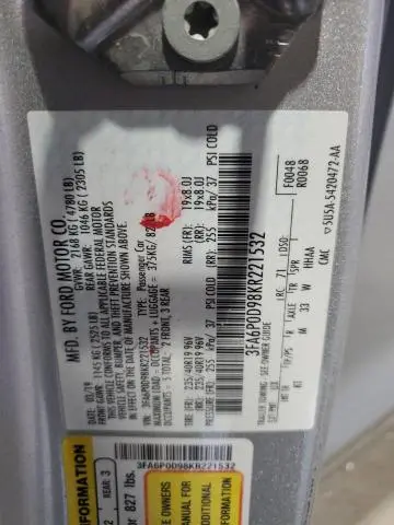 2019 FORD FUSION TITANIUM  