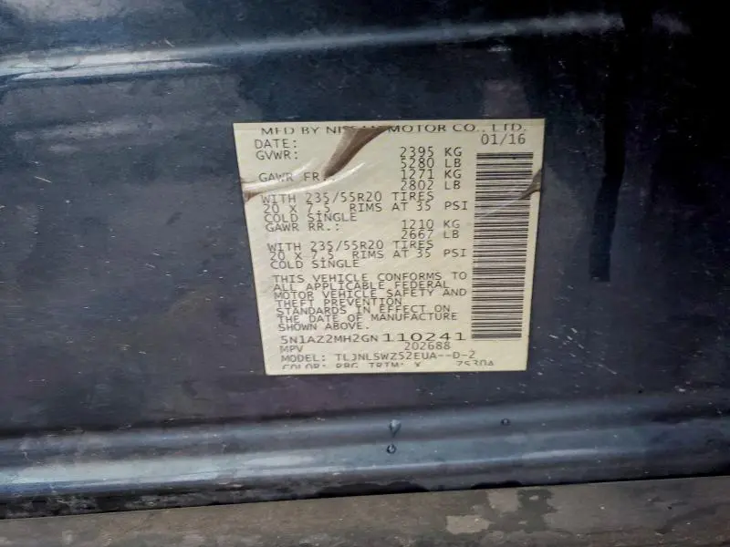 2016 NISSAN MURANO S  