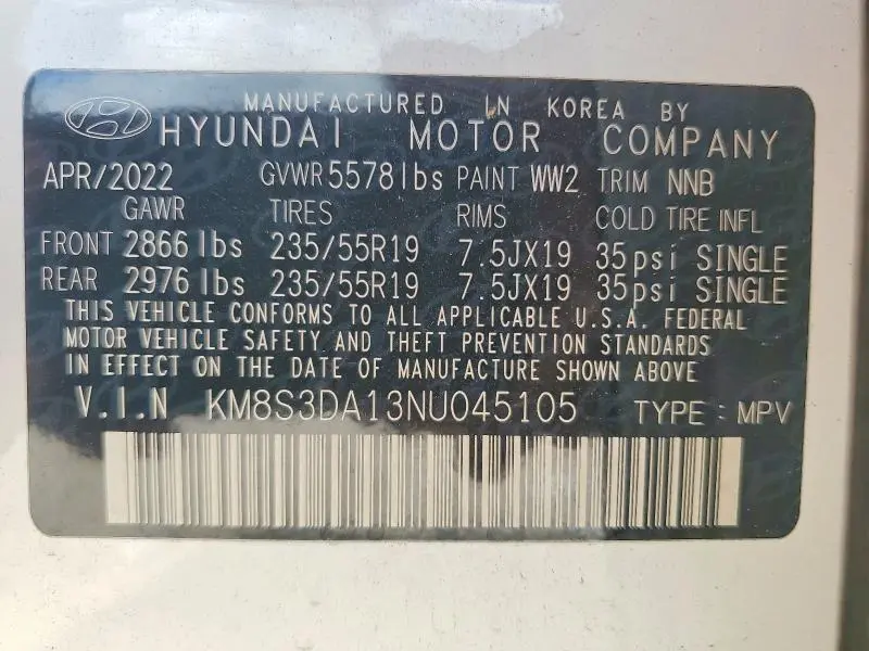 2022 HYUNDAI SANTA FE SEL PREMIUM  