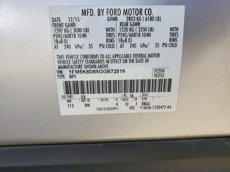 2016 FORD EXPLORER XLT  