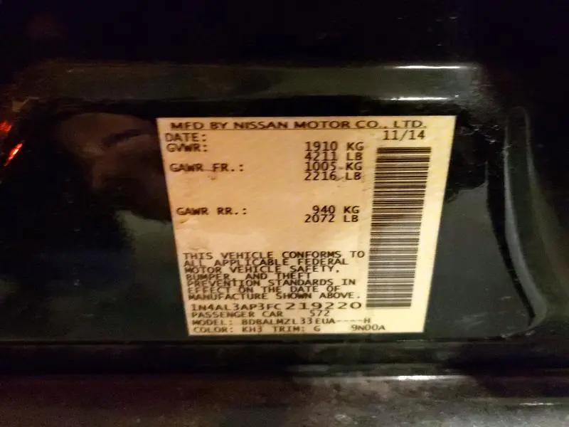 2015 NISSAN ALTIMA 2.5 SV  