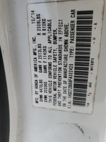 2015 HONDA ACCORD EXL  