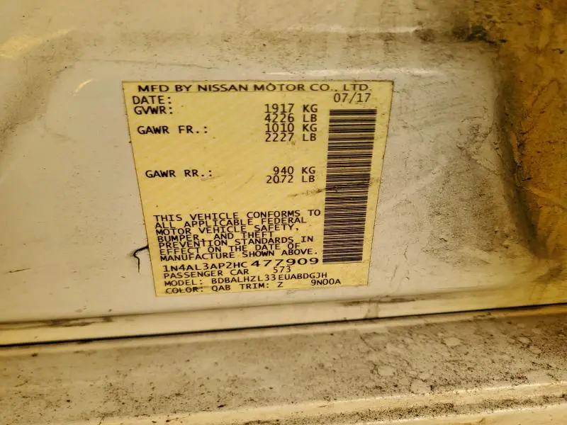 2017 NISSAN ALTIMA 2.5  