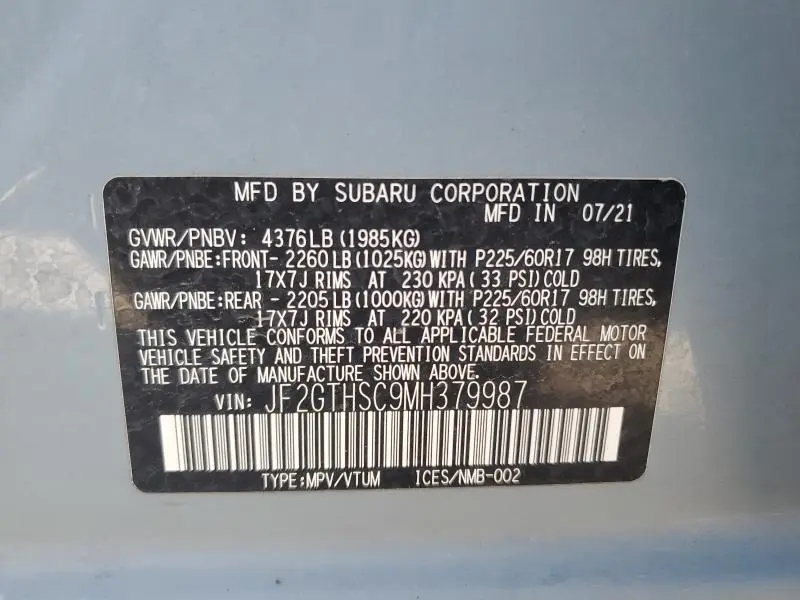 2021 SUBARU CROSSTREK SPORT  