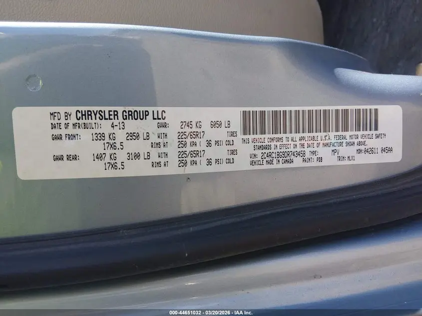 2013 CHRYSLER TOWN & COUNTRY TOURING