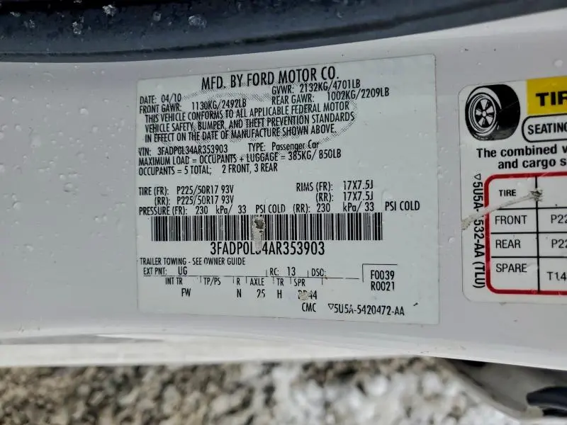 2010 FORD FUSION HYBRID  