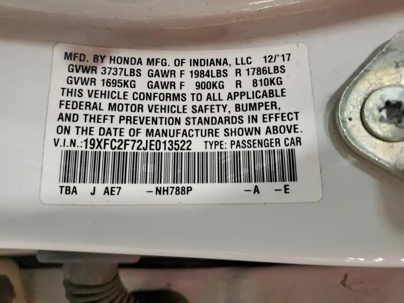 2018 HONDA CIVIC EX  