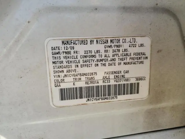 2010 INFINITI G37 BASE  