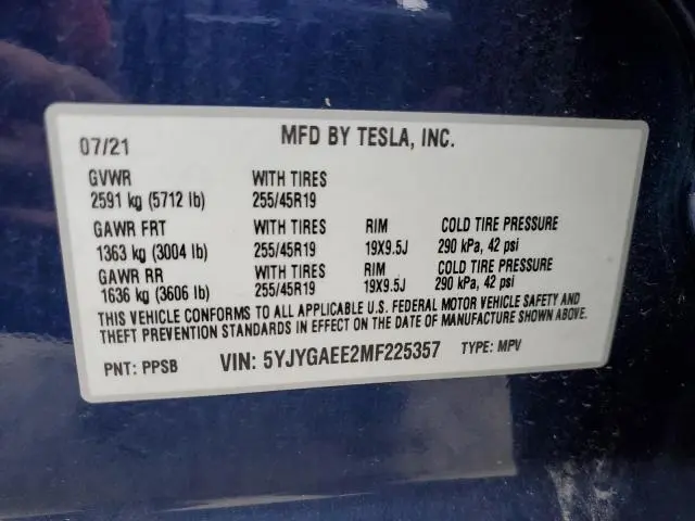 2021 TESLA MODEL Y   