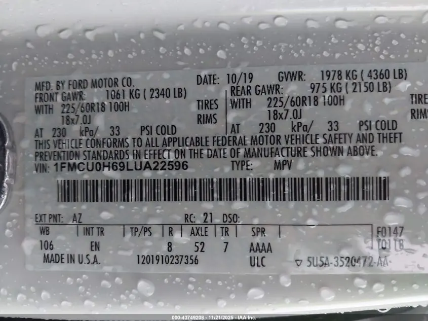 2020 FORD ESCAPE SEL