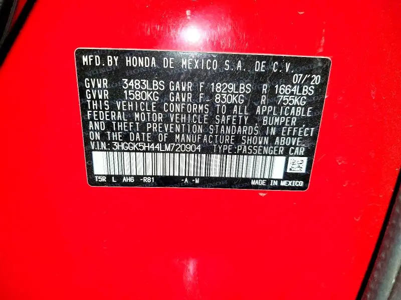 2020 HONDA FIT LX  