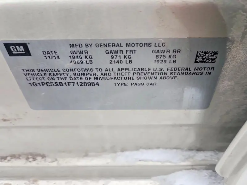 2015 CHEVROLET CRUZE LT  