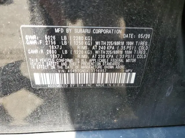 2020 SUBARU OUTBACK LIMITED XT  
