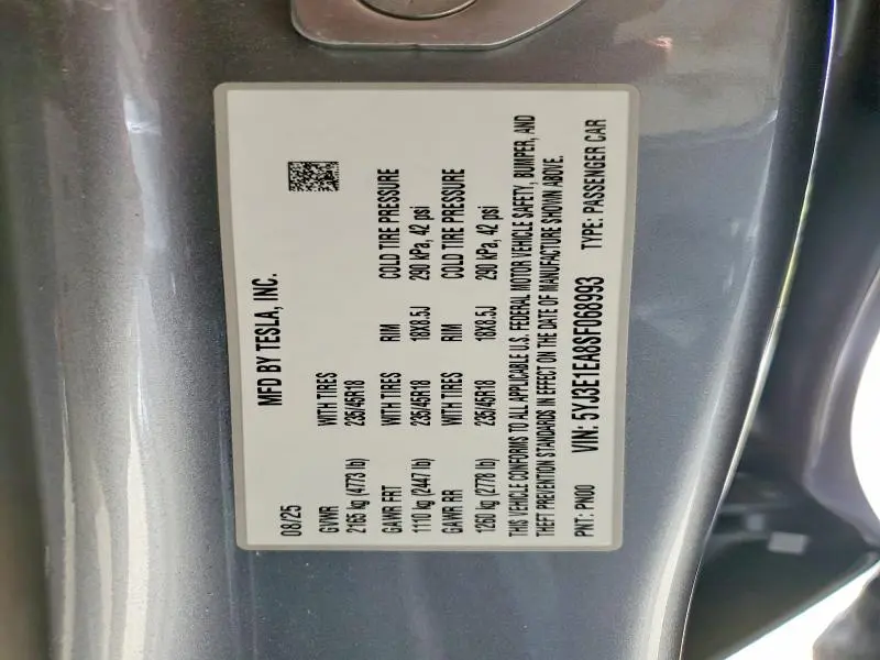 2025 TESLA MODEL 3   