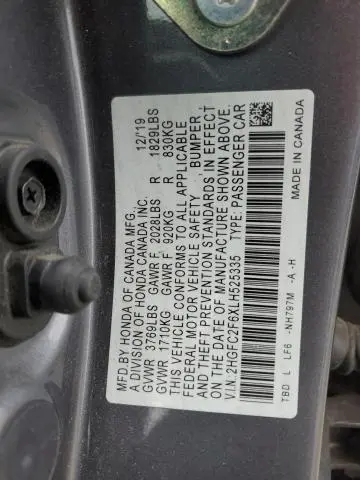 2020 HONDA CIVIC LX  