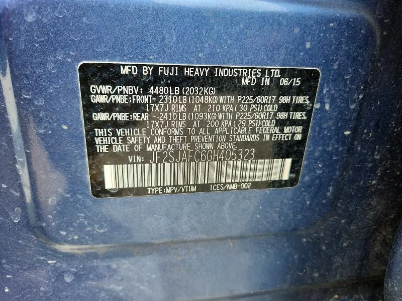 2016 SUBARU FORESTER 2.5I PREMIUM  