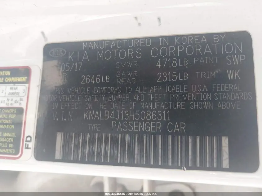 2017 KIA CADENZA PREMIUM