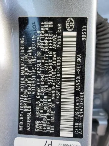 2015 TOYOTA CAMRY LE  