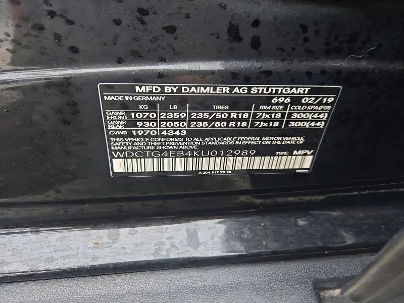 2019 MERCEDES-BENZ GLA   