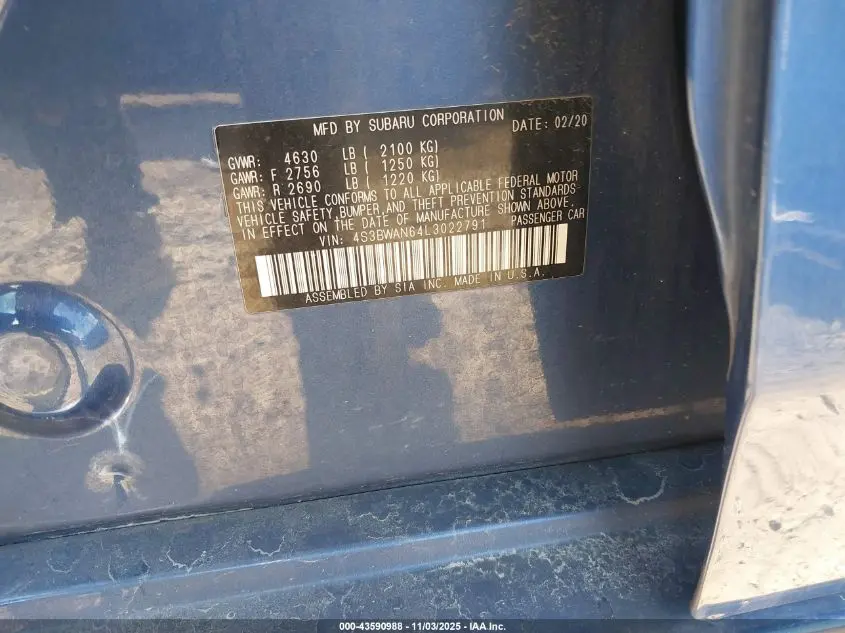 2020 SUBARU LEGACY LIMITED