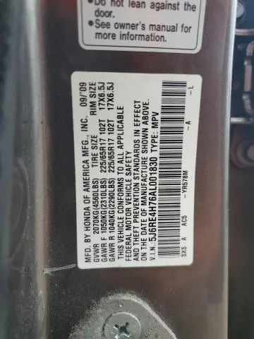 2010 HONDA CR-V EXL  