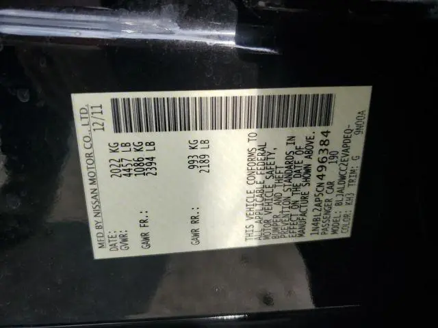 2012 NISSAN ALTIMA SR  