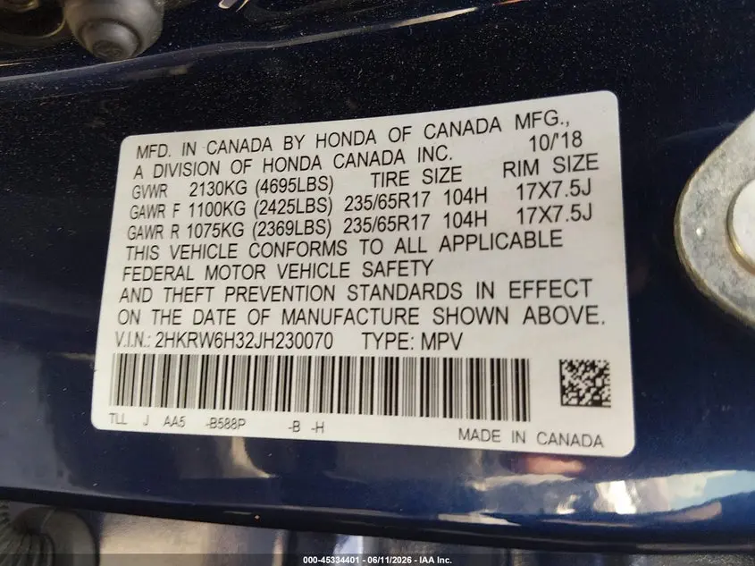2018 HONDA CR-V LX