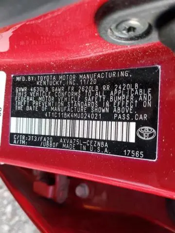 2021 TOYOTA CAMRY LE  