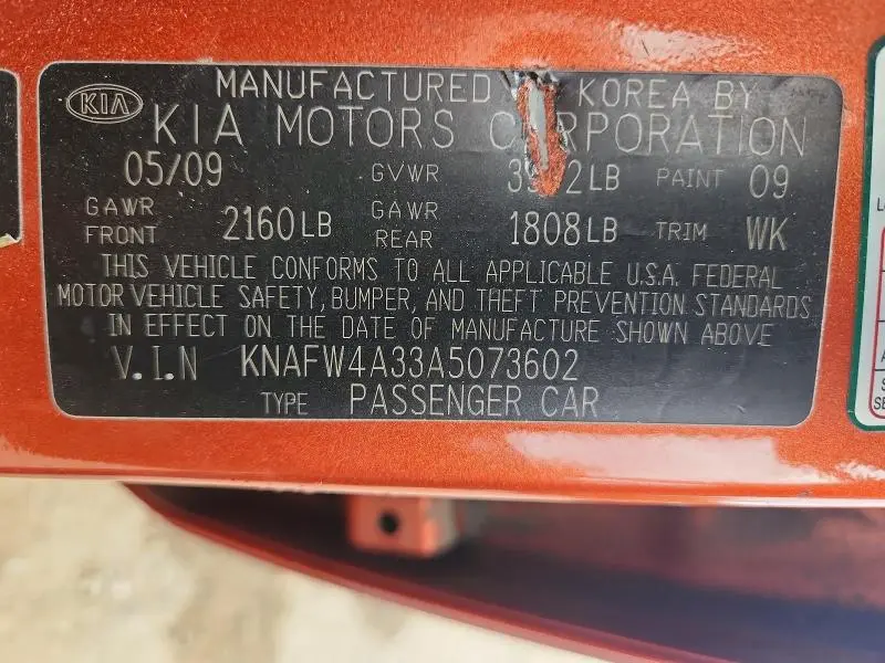 2010 KIA FORTE SX  