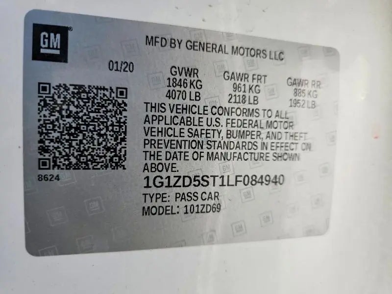 2020 CHEVROLET MALIBU LT  