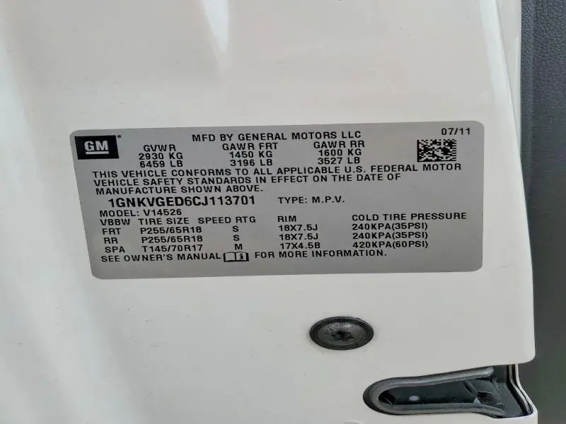 2012 CHEVROLET TRAVERSE LT  