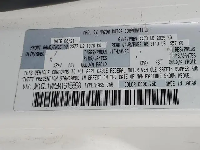 2021 MAZDA 6 TOURING