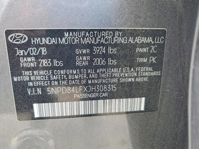 2018 HYUNDAI ELANTRA SEL  