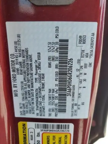 2016 FORD FUSION SE  
