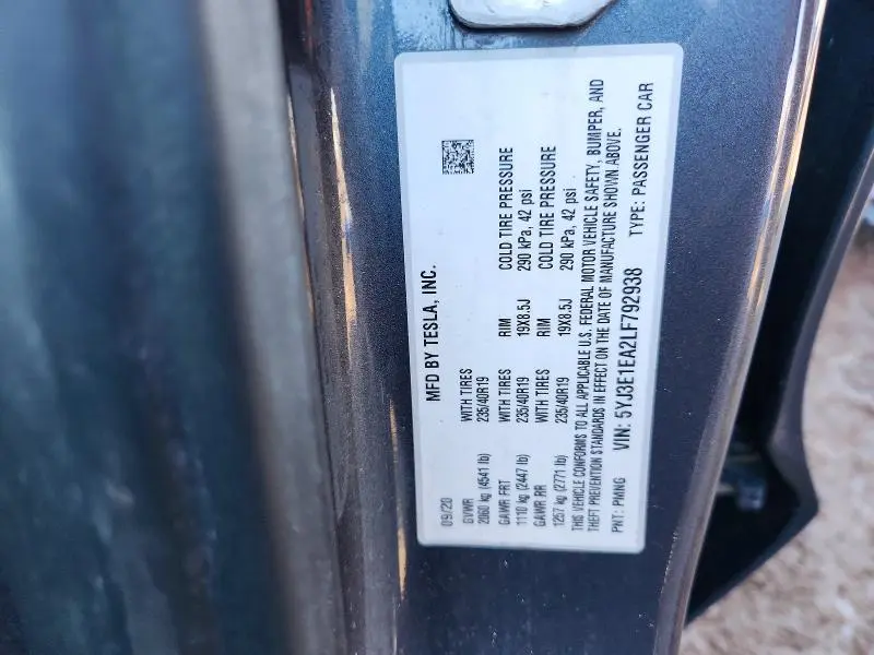 2020 TESLA MODEL 3   