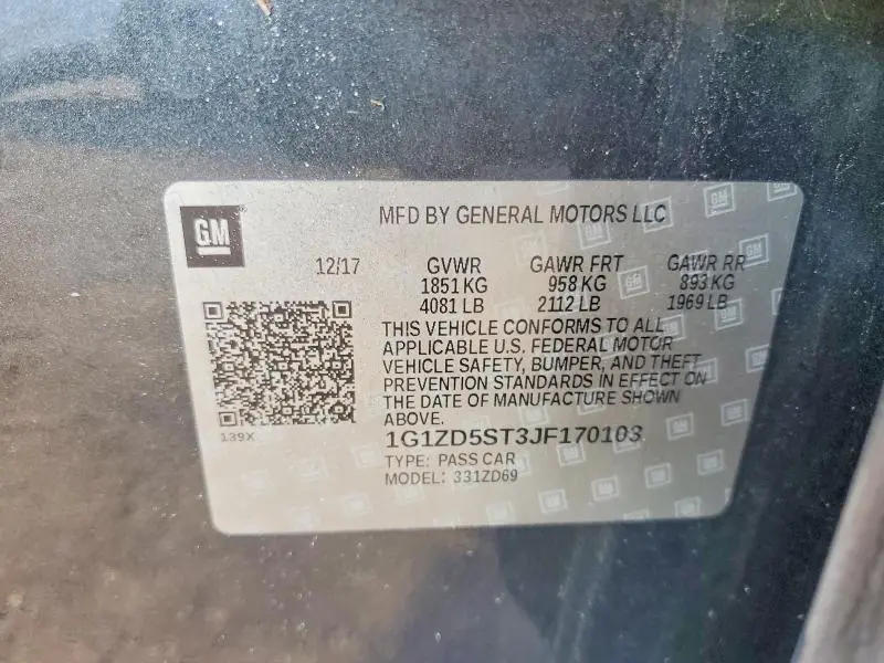 2018 CHEVROLET MALIBU LT  