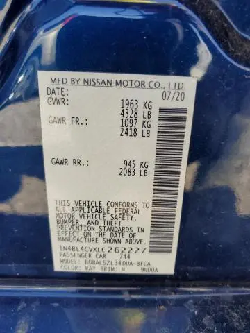 2020 NISSAN ALTIMA SR  